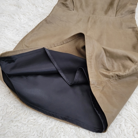 NWT Zara Leather Dress Padded Shoulder Mini Taupe - Picture 11 of 16